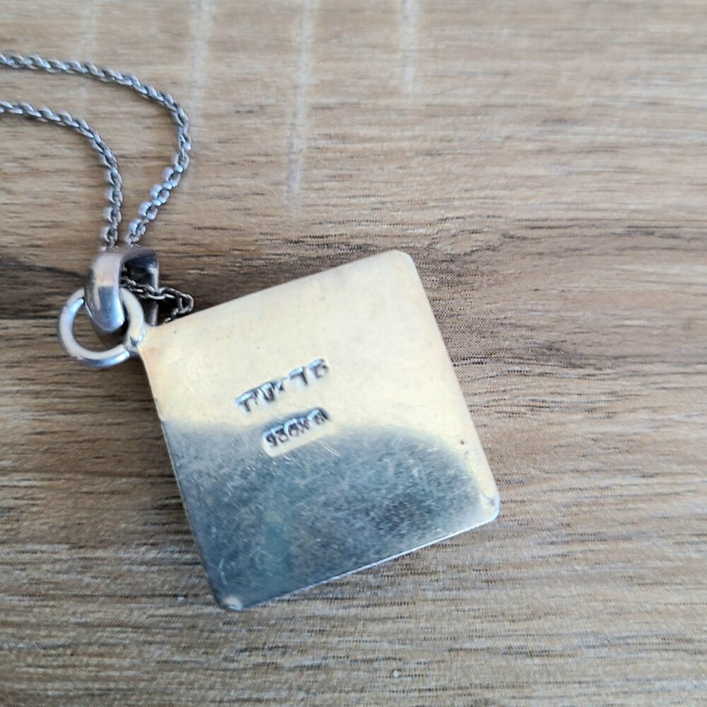 Sterling silver pendant on chain with red stone. - Picture 4 of 5